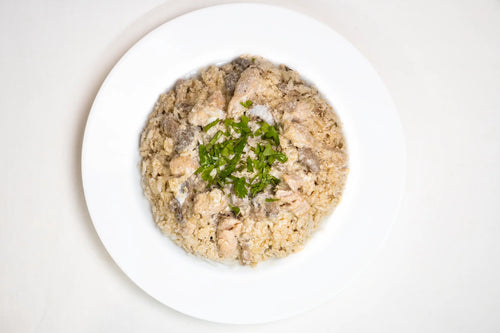 Plat Risotto poulet champignons réhydraté en montagne